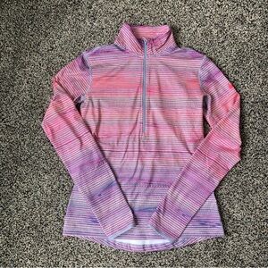 Nike Dri Fit Pullover Top Mock Neck 1/2 Zip Pink Purple Yellow Neon Running Sz M